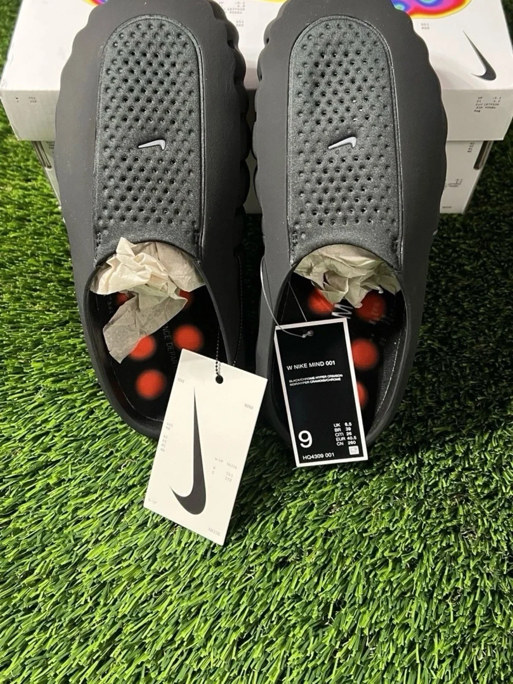 Size 9W/8M - Nike Mind 001 Slide Black Chrome Women’s HQ4309-001
